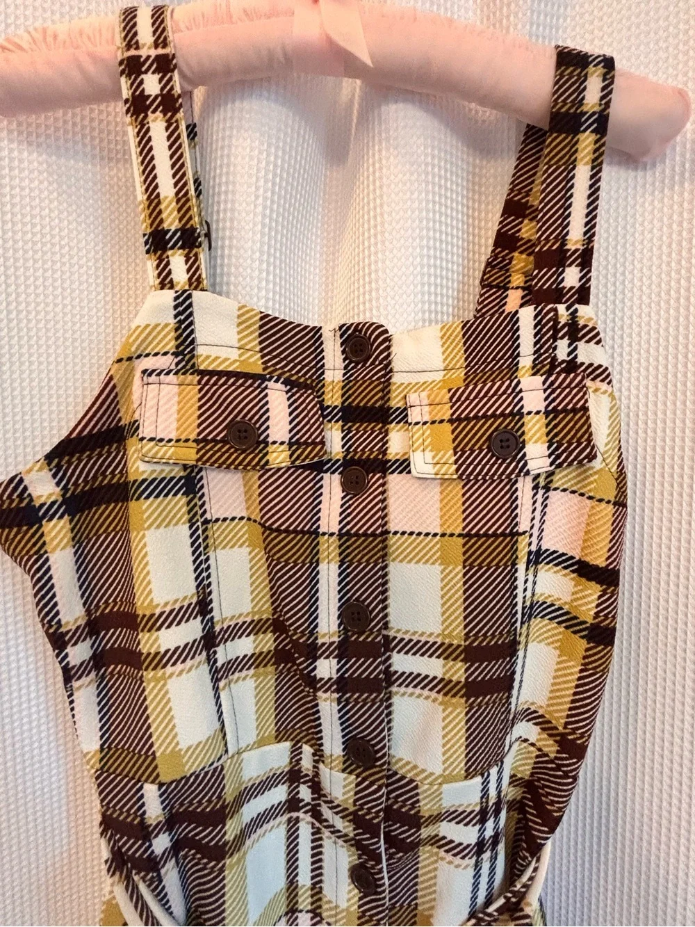 Almost Famous Plaid Mini Dress Tie Belt SZ M 90's Retro